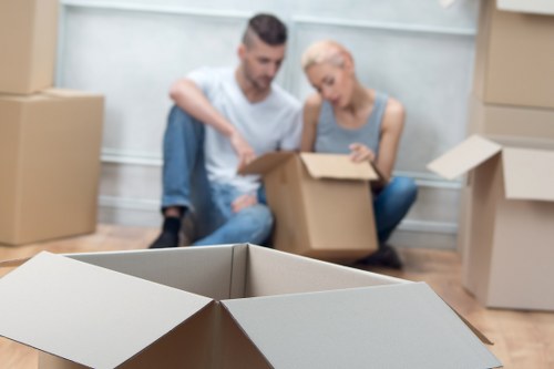 Office removal preparation with boxes and equipment for a Bromley business move